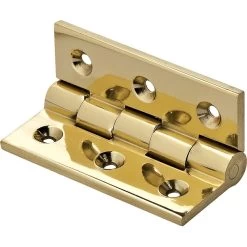 Vertex Solid Extruded 90° Stop Hinges-Polished Brass Finish