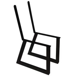 Welded Steel Bench/Chair Leg Set With Backrest, Black Powder Coat