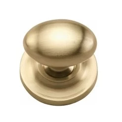 1-1/2''Egg Cabinet Knob On Rose, Satin Brass