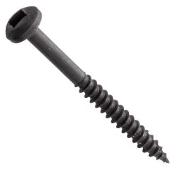 Centerline #6 X 1-1/2'' Pan Head Square Drive Pocket Hole Screws, Fine Thread, Black, 200-Pack