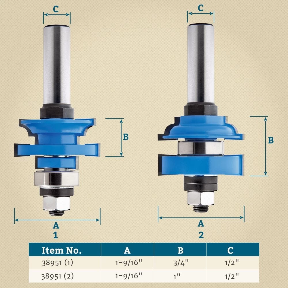 Rockler Bead In-Stile And Rail Router Bit Set - 1/2" Shank 3 Rockler Bead In-Stile And Rail Router Bit Set - 1/2" Shank
