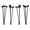 I-Semble 3-Rod Hairpin Table Legs W/Adjustable Feet, 4-Pack, Black